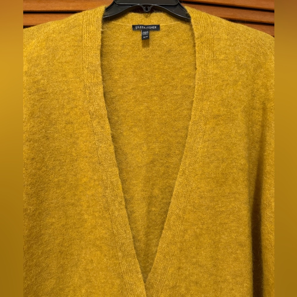 Eileen Fisher Mustard Button-Up Cardigan Size XL Wool,Mohair, Never worn. - Picture 7 of 10